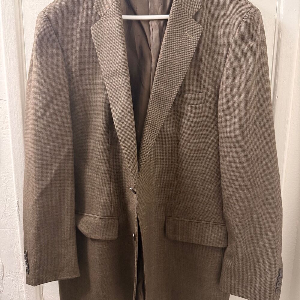 Joseph & Feiss Men 44 Long Brown Micro-check Blazer